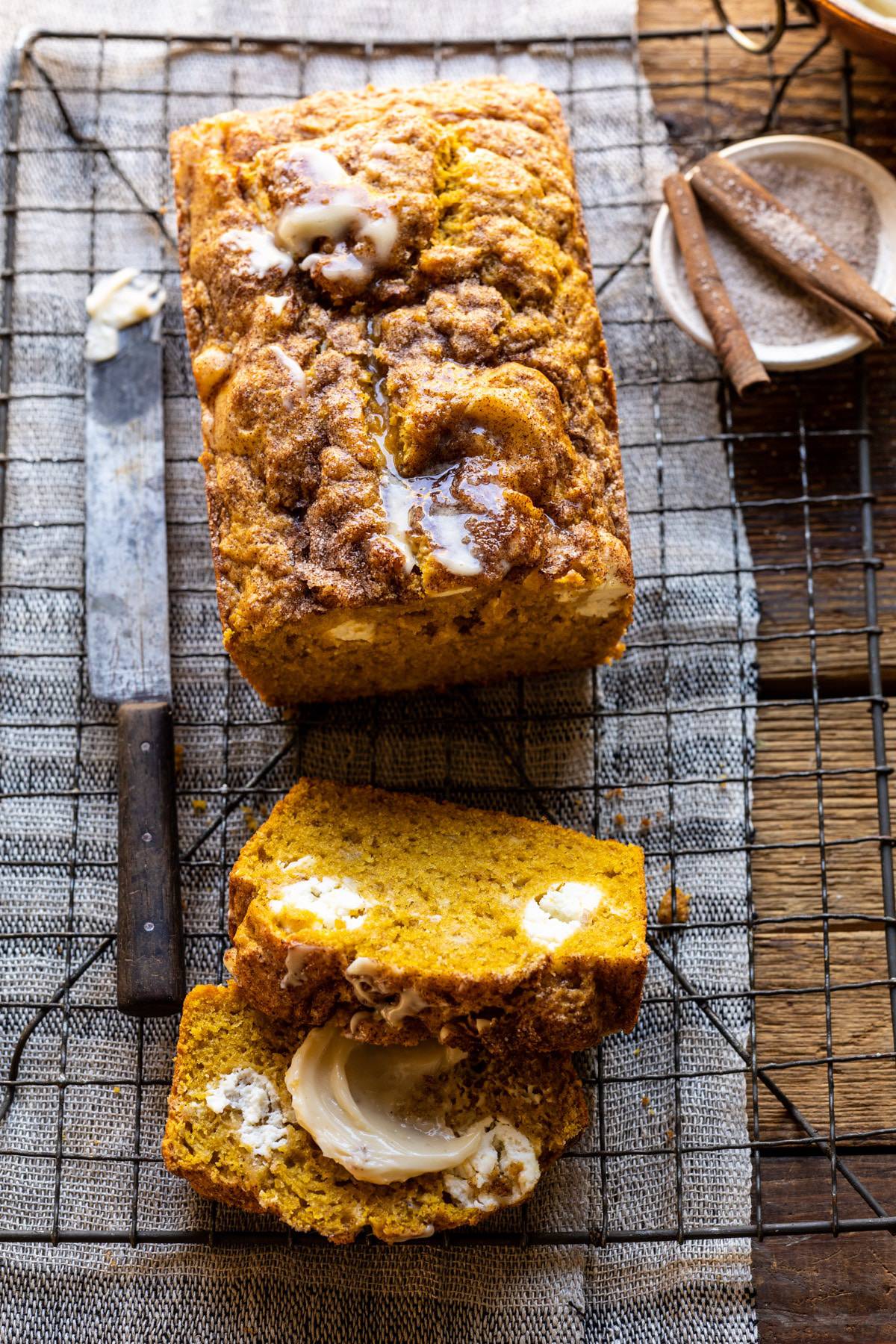 Cream Cheese Swirled Pumpkin Bread - Half-Baked Harvest